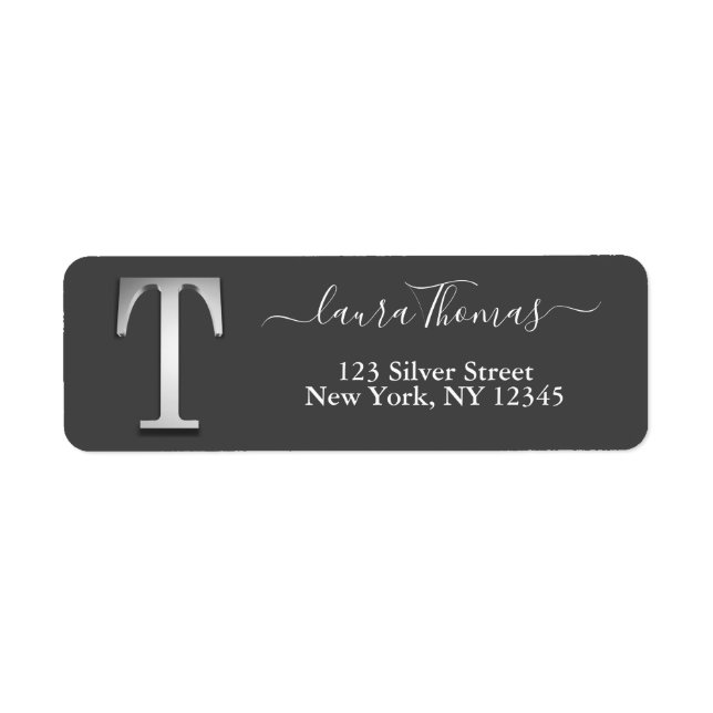 Elegant Silver Custom Monogram T Name (Front)
