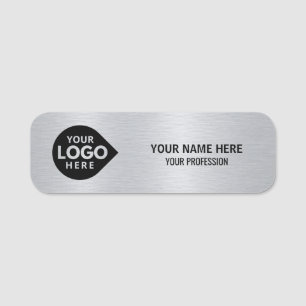 Elegant Silver Custom Your Logo Here Employee Name Tag