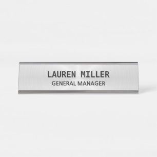 Elegant Silver Customisable Desk Name Plate