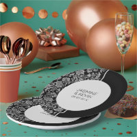 Elegant Silver Damask & Black Split Screen
