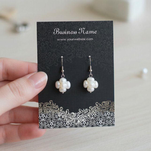 Elegant Silver Damask Earring Display Cards (Creator Uploaded)