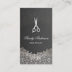 Elegant Silver Damask - Hair Stylist Appointment Card