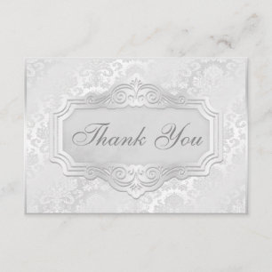 Elegant Silver Damask Wedding Thank You