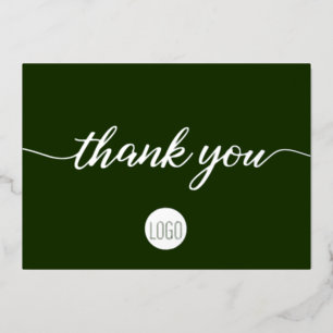 Elegant Silver dark green Business Thank you  