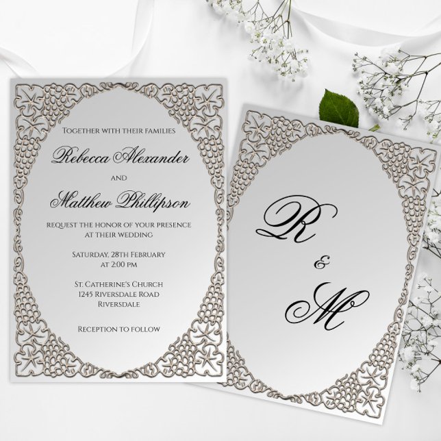 Elegant Silver Decorative Wedding Invitation (Creator Uploaded)