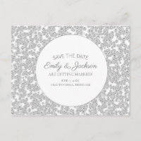 Elegant Silver Diamond Glitter Wedding Save Date