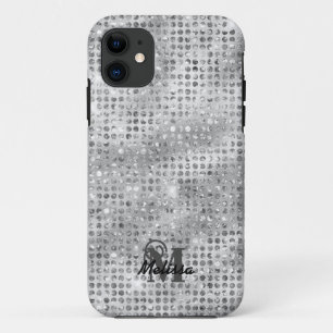 Elegant Silver Diamond Studded Pattern Monogram Case-Mate iPhone Case
