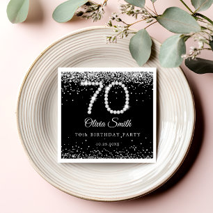 Elegant Silver Diamonds 70th Birthday Party  Napkin