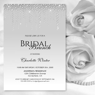 Elegant Silver Diamonds Bridal Brunch Invitation