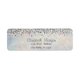 Elegant Silver Diamonds White Holographic Opal