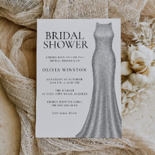 Elegant Silver Dress Bridal Shower Invitation