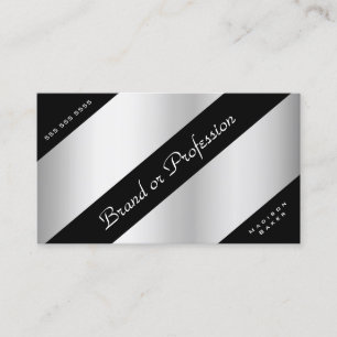 Elegant Silver Effect Black Corners Opening Hours Business Card