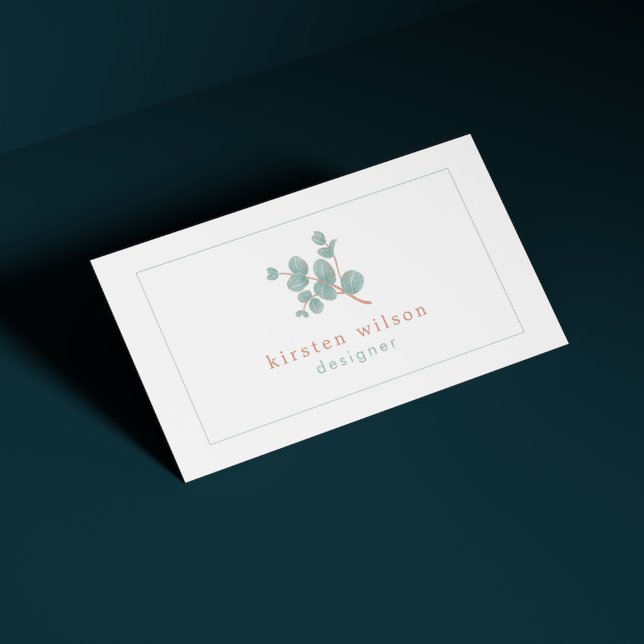 Elegant Silver Eucalyptus Branch - Personalised  Business Card (Creator Uploaded)