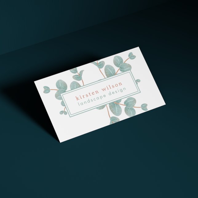 Elegant Silver Eucalyptus Branches - Personalised Business Card (Creator Uploaded)
