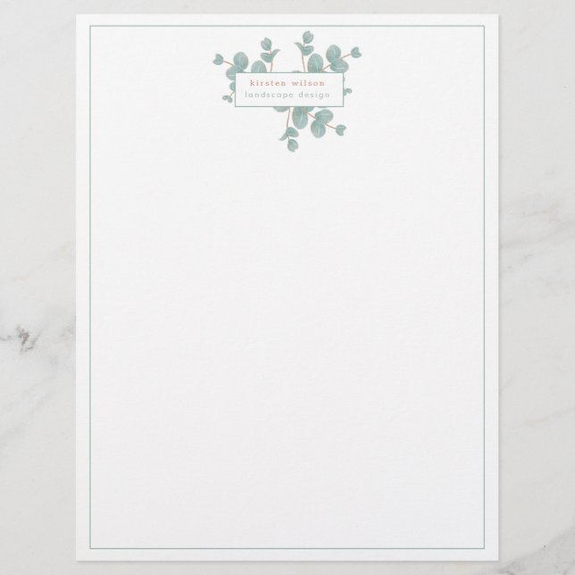 Elegant Silver Eucalyptus Branches - Personalised Custom Letterhead (Front)