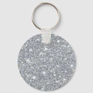Elegant Silver Faux Glamourous Glitter Key Ring