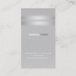 Elegant Silver Faux Stripes Professional Custom Business Card
