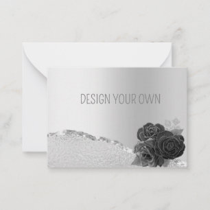 Elegant Silver Floral Design your own Card