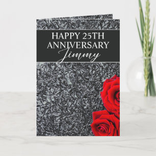 Elegant Silver Floral Husband 25th Anniversary Card