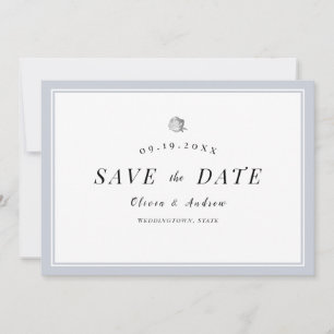 Elegant Silver Floral minimalist save the date