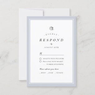 Elegant Silver Floral minimalist wedding RSVP Card