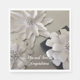 Elegant Silver Flowers Congratulations Napkin