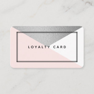 Elegant Silver Foil & Blush Modern Geometric Style Loyalty Card