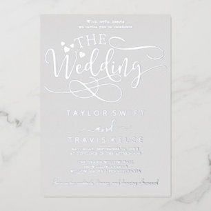 Elegant Silver Foil Calligraphy   Grey Wedding 