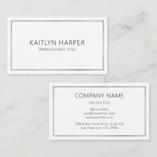 Elegant Silver Foil Frame Minimal Business Card