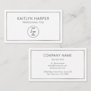 Elegant Silver Foil Frame Minimal Logo Business Card