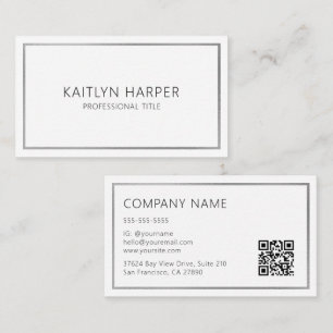 Elegant Silver Foil Frame Minimal QR Code Business Card