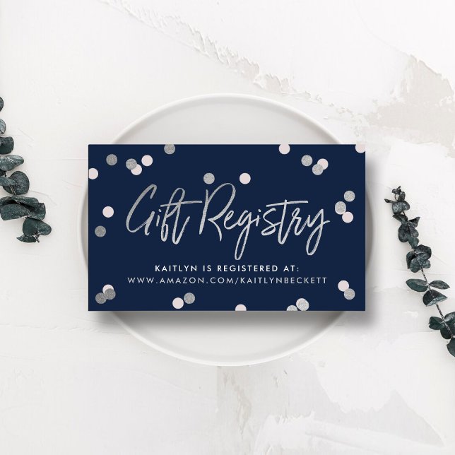 Elegant Silver Foil Gift Registry Wedding Enclosure Card (Creator Uploaded)