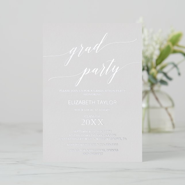 Elegant Silver Foil | Grey Graduation Party (Standing Front)