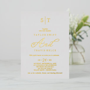 Elegant Silver Foil   Grey Monogram Wedding 