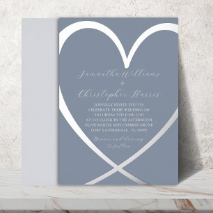 Elegant Silver Foil Heart & Dusty blue Wedding