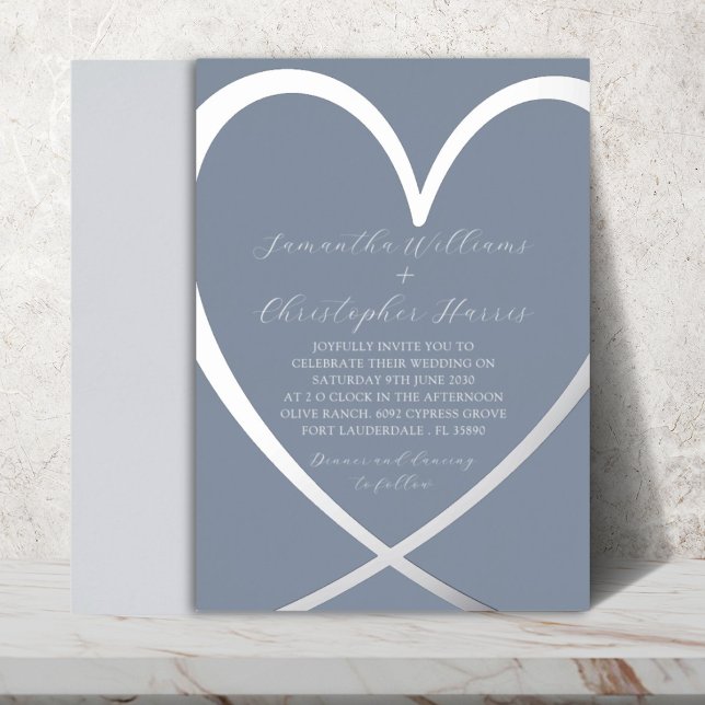 Elegant Silver Foil Heart & Dusty blue Wedding (Creator Uploaded)