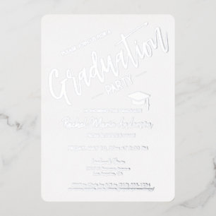 Elegant Silver Foil Modern Graduation Invite