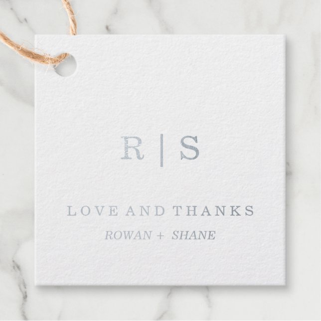 Elegant Silver Foil Monogram Favour Tag (Front)