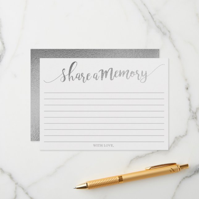 Elegant Silver Foil Share A Memory Card (Front/Back In Situ)