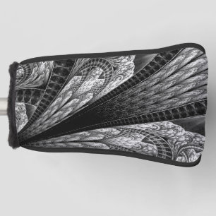 Elegant Silver Fractal Design Digital Art Ping Pon Golf Head Cover