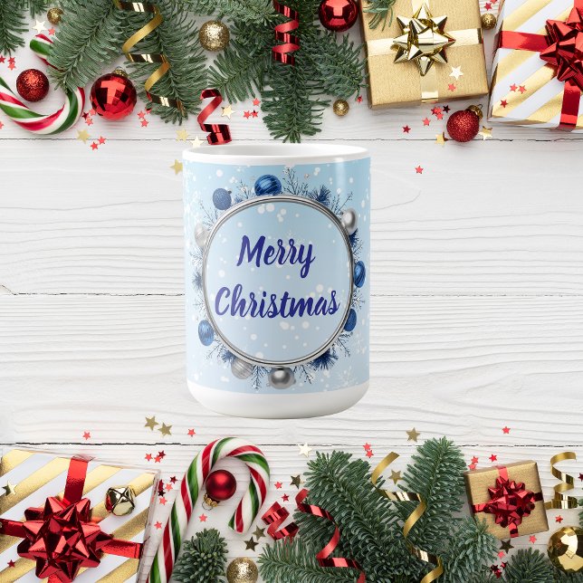 Elegant Silver Frame on Light Blue Coffee Mug (Creator Uploaded)