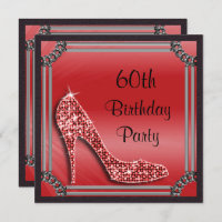 Elegant Silver Framed Red Stiletto 60th Birthday