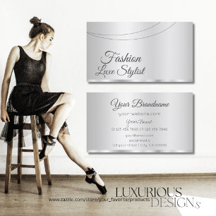 Elegant Silver Glamourous Professional and Simple Business Card