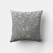 Elegant Silver Glitter Abstract  Throw Pillow