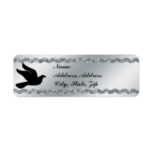 Elegant Silver Glitter Address Label