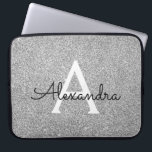 Elegant Silver Glitter and Sparkle Monogram Laptop Sleeve<br><div class="desc">Elegant Silver Faux Glitter and Sparkle Elegant Monogram Case. This case can be customised to include your initial and first name.</div>
