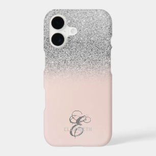Elegant Silver Glitter Bokeh Monogram