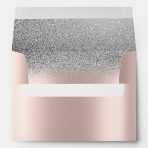 Elegant Silver Glitter Bokeh Ombre Rose Gold Envelope