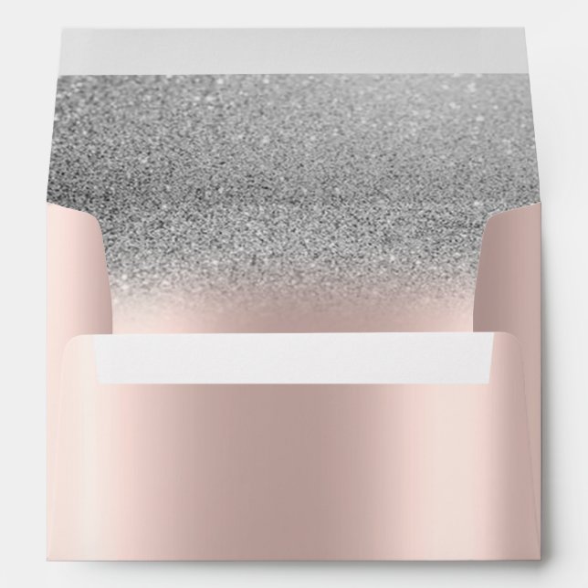 Elegant Silver Glitter Bokeh Ombre Rose Gold Envelope (Back (Bottom))