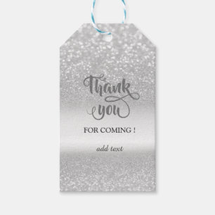 Elegant Silver Glitter Bokeh Wedding Thank You Gift Tags